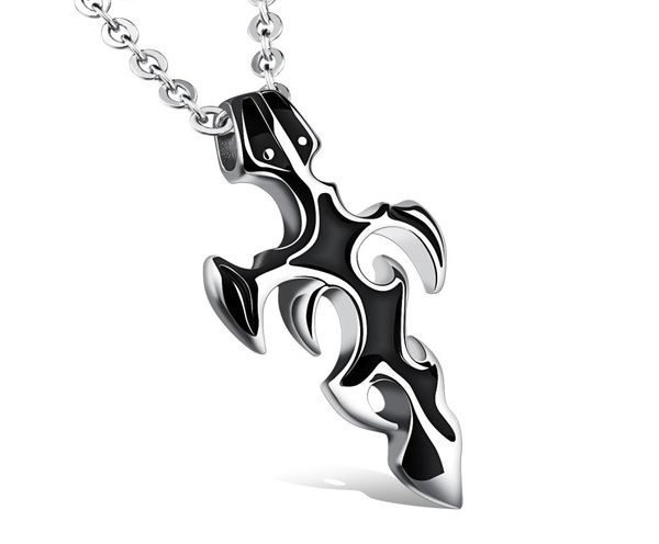 

chinese style sword symbol pendant necklace for men cross jewelry titanium steel necklace cowboy anti allergy boyfriend gift4762050, Silver