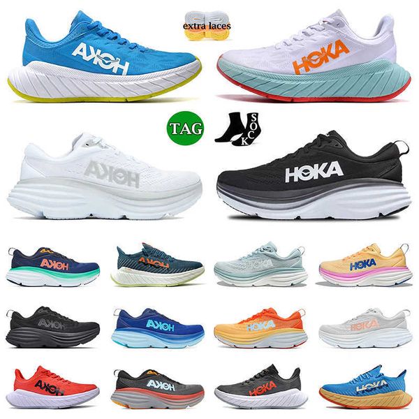 

run shoes trainers hokas bondi 8 clifton 8 people sneakers carbon x 2 3 mens womens designer hoka triple black white lifestyle shock absorpt