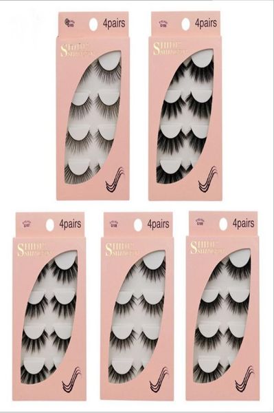 

3d mink false eyelashes faux cils 4 pairs bushy eyelash natural sof handmade crisscross eye lash extensions makeup7812885