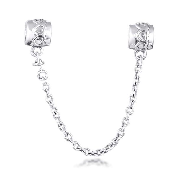 

925 sterling silver 2020 limited edition hearts safety chain charms fits pandora bracelet beads for jewelry making 7991330030, Bronze;silver