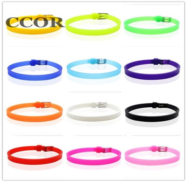 

10pcs 8mm silicone wristband bracelets 12 colors can choose diy accessory fit 8mm slide letter slide charms3670275, Golden;silver