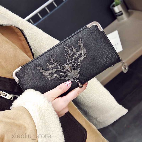 

money clips women wallet female purse long-horn deer iron side wallet carteira feminina purse female portefeuille femme wallethkd230627, Black