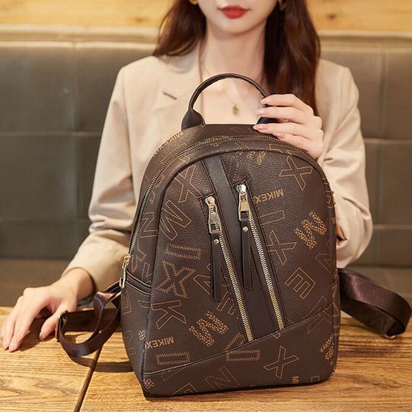 

Factory wholesale ladies shoulder bag 3 colors simple, soft and light leather leisure backpack retro contrast fashion handbag popular double zipper backpacks, Yellow-312#-soft fabric
