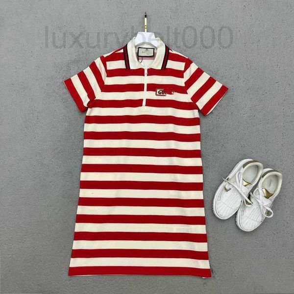 

basic & casual dresses designer summer new academy style simple fashion stripe contrast letter emblem short sleeve dress 2ppm, Black;gray