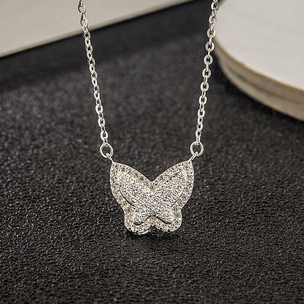 

s925 new valentines gift stone small butterfly necklaces for women pendants, Silver