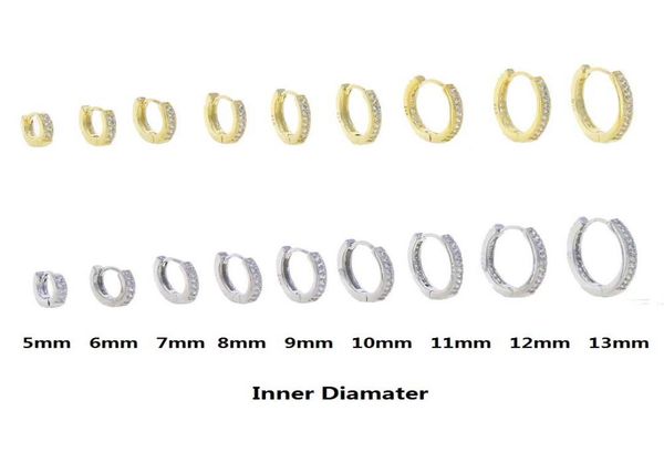 

various sized mini small huggie hoop earring micro pave cubic zirconia 5mm 6mm 7mm 8mm 9mm 10mm 11mm 12mm 14mm dff10367740559, Golden;silver