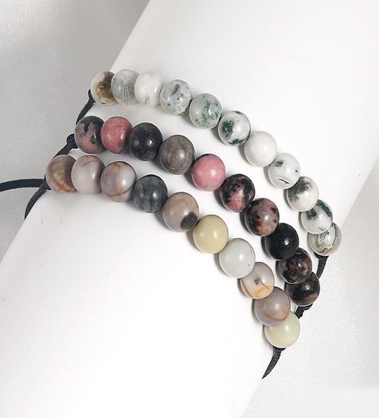 

fashion 6mm natural stone bracelets handmade weave braided wax rope bracelets for women men abjustable summer beach jewelry1366721, Black