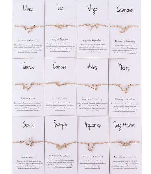 

12 constellation horoscope astrology charm bracelet for women gold silver plated austrian crystal zodiac hand chain cubic zirconia4345476, Golden;silver