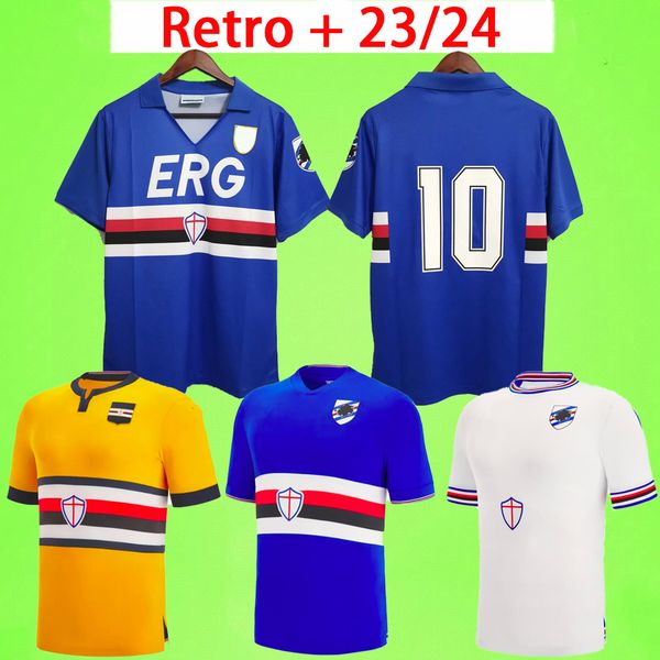 

23 24 sampdoria soccer jersey 2023 2024 sesy murillo linetty jankto yoshida maroni gabbiadini retro football shirt 1990 1991 vintage 90 91, Black;yellow