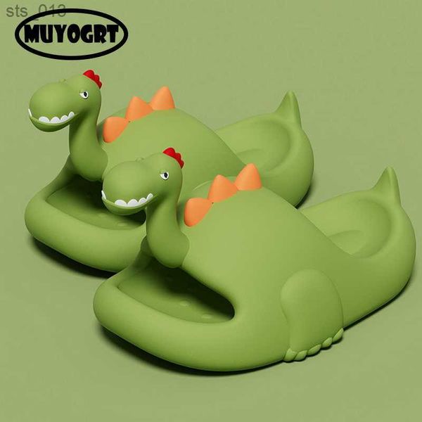 

2023 new dinosaur children' non-slip home slippers waterproof kids shoes summer cute boys girls eva anti-collision sandals l230518, Black;grey