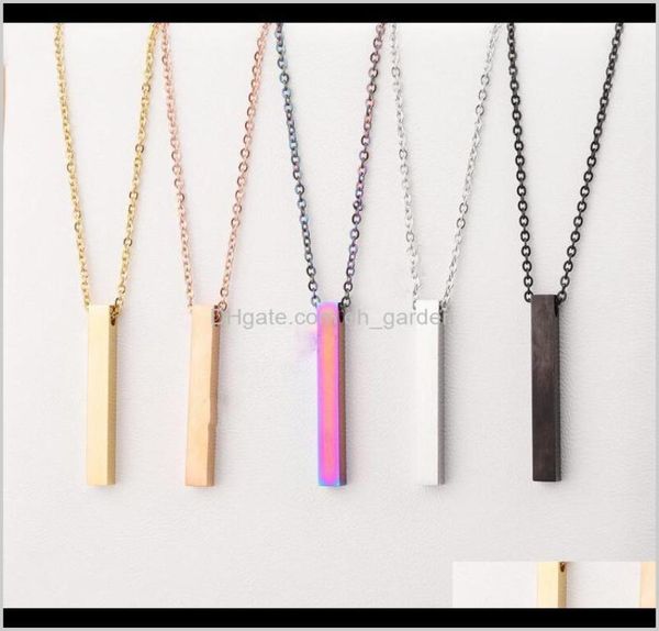 

jewelry drop delivery 2021 5 colors polished stainless steel blank necklaces geometric square vertical long bar pendant necklace p5651031, Silver