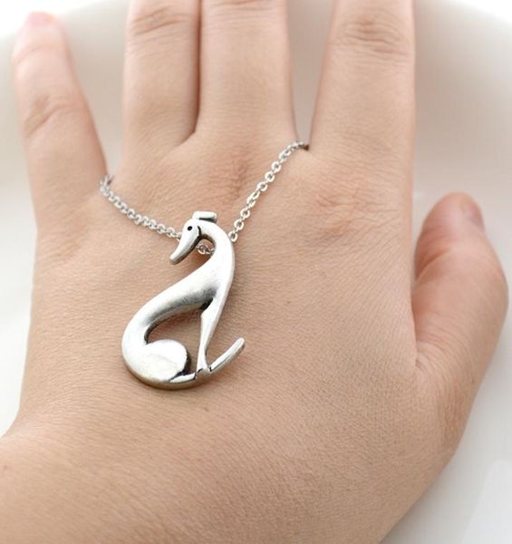 

10 pieces vintage silver plated italian greyhound dog charms pendant necklace chain animal pet necklaces for women men jewelry 2017037098
