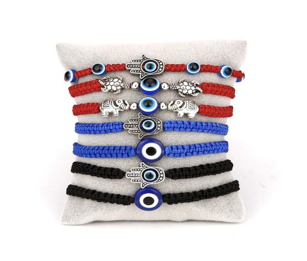 

selling new palm two round bead blue eye evil eye red rope knitting adjustable braid cord strand braided friendship bracelets6219255, Black