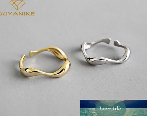 

925 sterling silver simple irregular wave opening rings for women engagement weddings gold silver geometric jewelry4384119