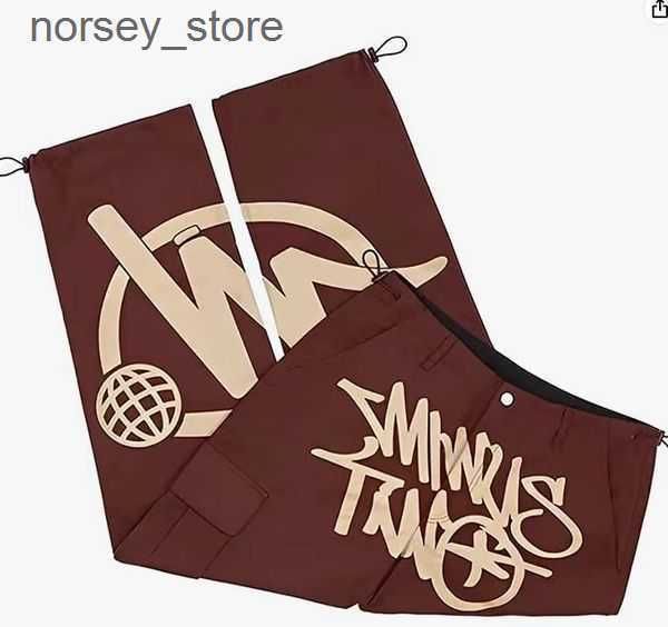 

neweast minus two mens pants cargo y2k casual pant minustwos retro street trend black harajuku hip hop cortez print loose overalls joggers 0