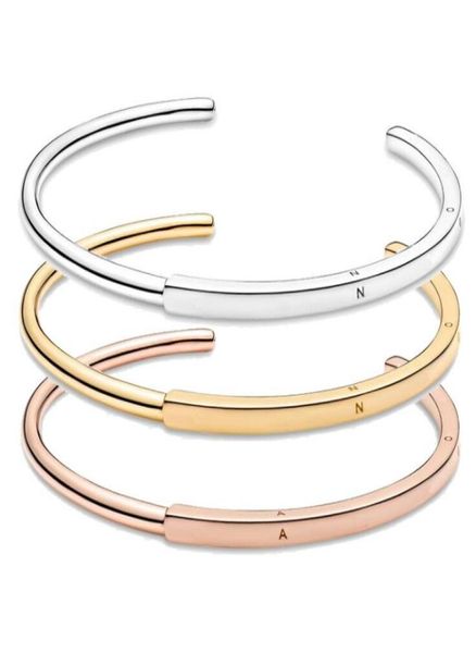 

2021 european fits pandora beads bracelets s925 sterling silver rose gold signature id bracelet for women ladies fine jewelry rom8375224, Golden;silver
