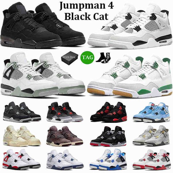 

4 outdoor shoes men women 4s black cat pine green seafoam military red thunder midnight navy bred mens trainers sports sneakers with box