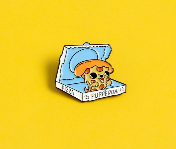 

take out pizza enamel brooch food delivery dog pizza lapel pin fashion creativity puppy food jewellery cute animals fun badge4110482, Gray