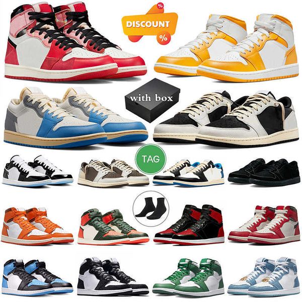 

with box jumpman 1 1s basketball shoes mens trainers women sneakers washed pink reverse mocha black phantom white cement bred patent olive o