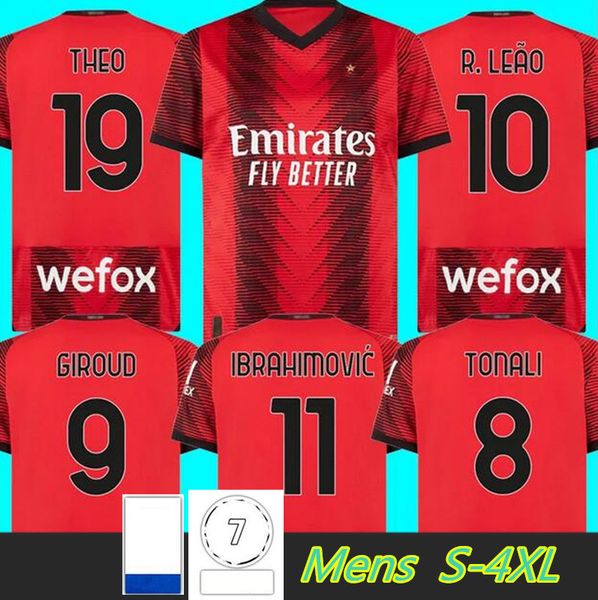 

ac soccer jerseys giroud 2023 ibrahimovic maignan tonali brahim kessie theo 23 24 men football shirts, Black;yellow