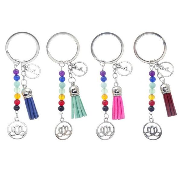 

fashion keychains cute healing crystal stone chakra pray car key chain tassel keyring bag pendant women jewelry accessories gift3703845, Slivery;golden