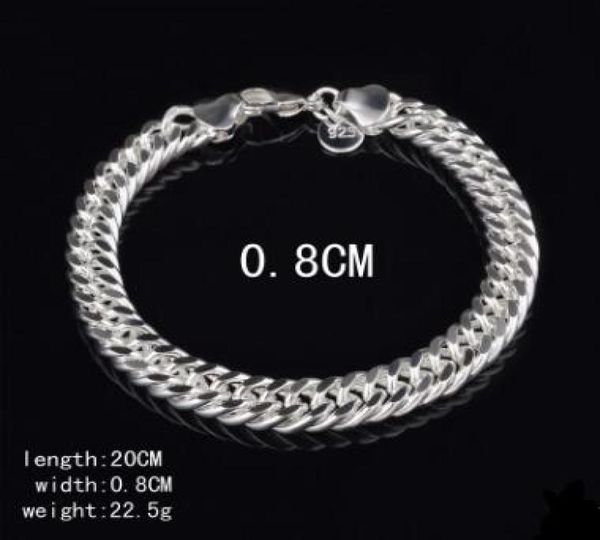 

8mm 10mm 925 sterling silver bracelets figaro chain bracelet men bracelet fashion jewelry7764877, Black