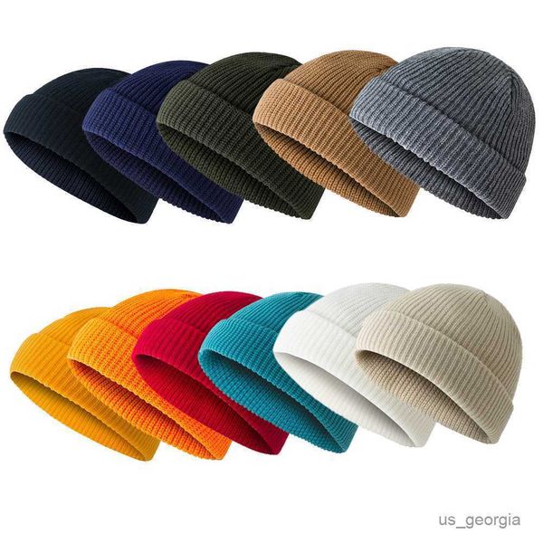 

caps colors winter warm casual short thread hip hop beanies hat women men elastic wool knitted cap r230627, Blue;gray