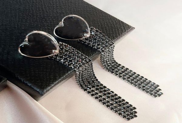 

european and american love letter long dangle chandelier triangle tassel simple face thin earrings female fast deli7846797, Silver