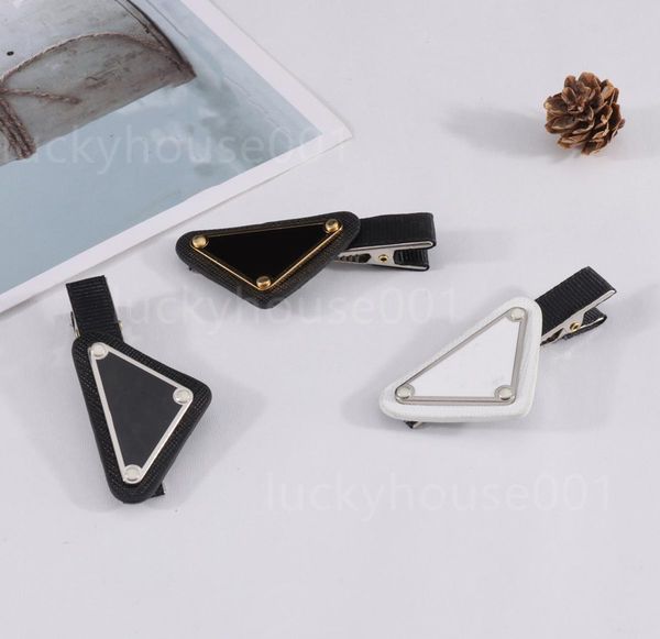 

2021 new fashion charm hairpin female inverted triangle clip black hairpin edge clip hair accessories gold black white 120294, Golden;silver