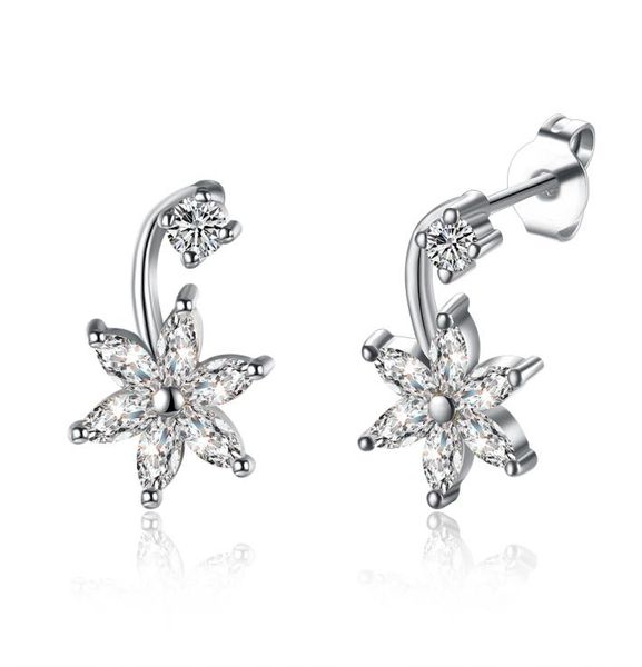

925 silver crystal ladies earrings k gold zircon six petals inlaid zircon earrings white gold earrings wholer e092c4122486