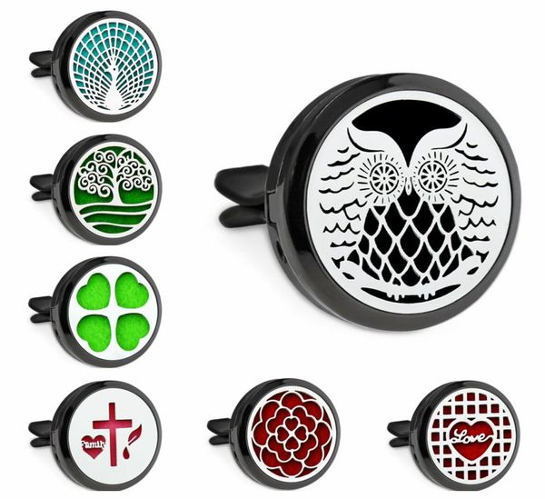 

owl peacock cross 30mm black color car diffuser locket vent clip air freshener essential oil aromatherapy perfume locket 10pcs pad5313559, Silver