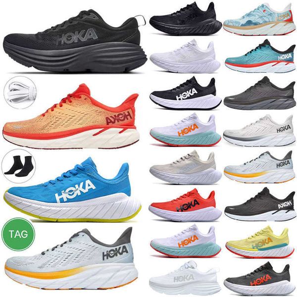 

designer outdoor hoka bondi 8 running shoes hokas one black white carbon x2 clifton 8 lightweight shock absorption amber sneakers men women