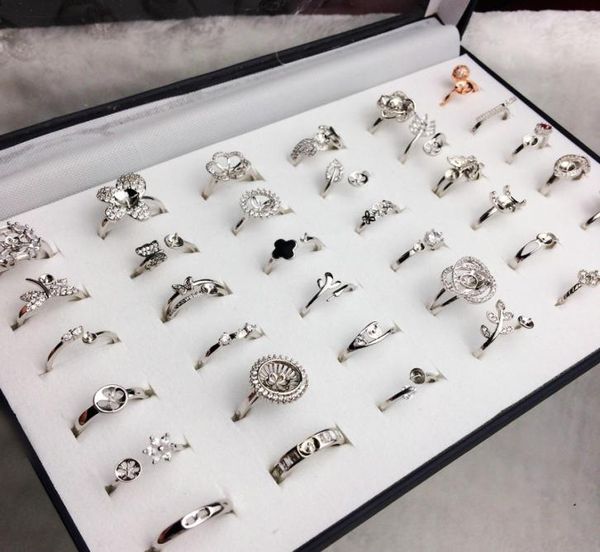 

40 styles pearl ring settings diy ring setting fashion jewelry pearl ring wedding rings 925 silver rings for female diy gift2186236, Slivery;crystal