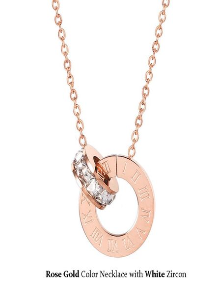 

18k gold plated zircon crystal circle ring pendant necklace fashion jewelry silver color roman numeral rings women gi4096610