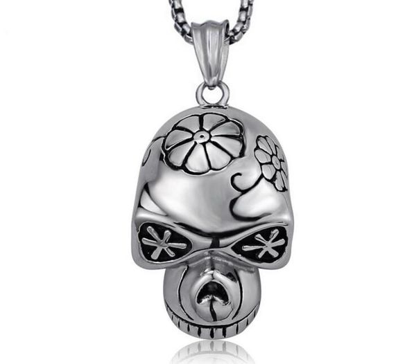 

men fashion skeleton pendent necklace titanium steel retro personality skull accessory contracted fashionable bf gifts jewelry3483591, Silver