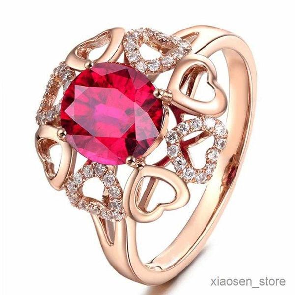 

wedding rings rings rings luxury ruby gemstones crystal for women rose gold statement wedding red diamond fashion jewelry gift r230626, Slivery;golden