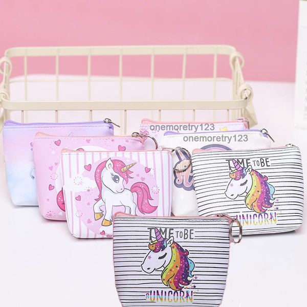 

children unicorn designer pu coin purse mini change wallet 6 style, White