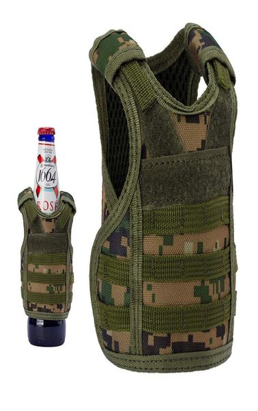 

mini tactical molle vest beer bottle vest with adjustable straps beverage holder for 12oz or 16oz cans and bottles6532000, Black;green