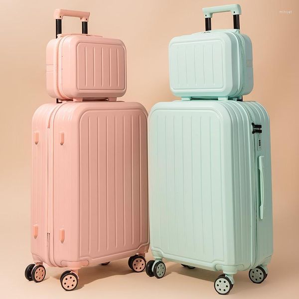 

suitcases 2 pcs travel suitcase wheel carry on trolley luggage set password abs pc fashion woman rolling cosmetic bag