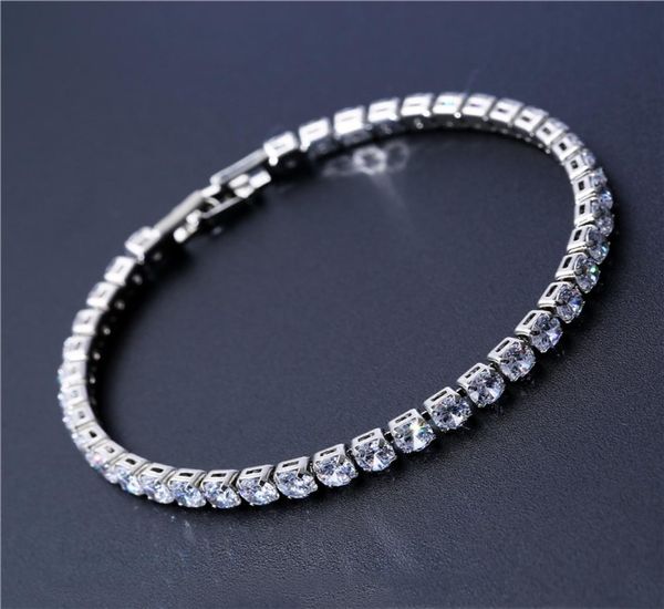 

luxury 4mm cubic zirconia tennis bracelets iced out chain crystal wedding bracelet for women men gold silver bracelet jewelry7456044, Golden;silver