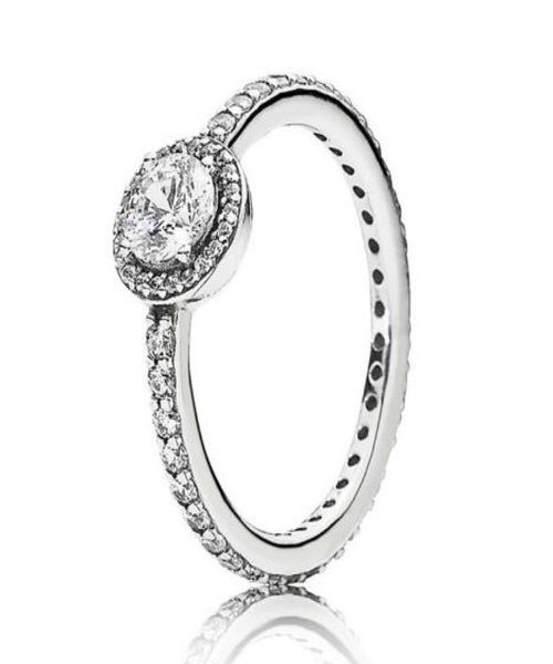 

original 925 sterling silver ring pave classic elegance with crystal rings for pandora women wedding party gift fashion jewelry5590851, Slivery;golden