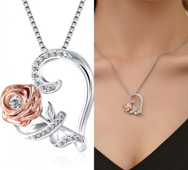 

love rose necklace zircon necklace romantic valentine039s day gift plating alloy necklace exquisite accessories3895375, Silver