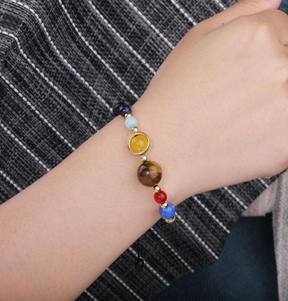 

new galaxy planets bead bracelet for women men natural stone universe solar yoga chakra handmade braided bracelet jewelry wholesal3762188, Black
