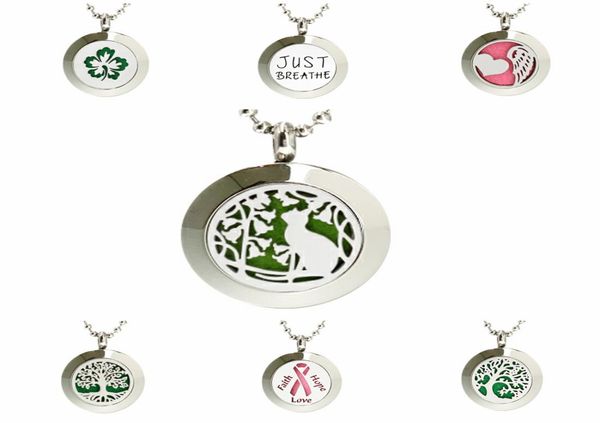 

flower cat 20mm plain magnet perfume locket 316l stainless steel essential oil diffuser necklace 60cm chain and 10p pads1824474, Silver