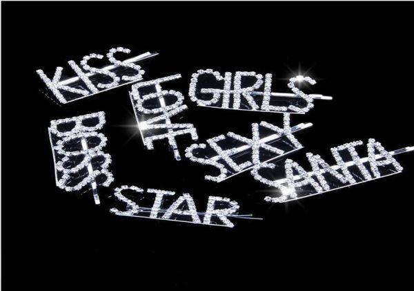 

fashion rhinestones letter hairpins crystal shiny rhinestones letters hair clips women styling tool diamond hair accessories3090064, Golden;silver