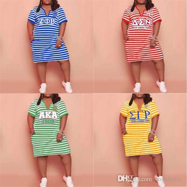

plus sizes s-5xl women dresses designer 2023 new skirt summer ladies striped v-neck letters printed dress 5 colours, Black