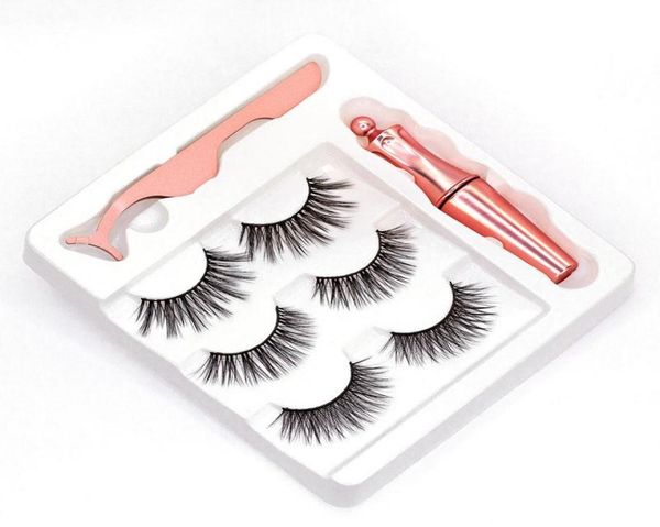 

new 5 styles 3 pairs magnetic eyelashes false lashes liquid eyeliner tweezer eye makeup set 3d magnet false eyelashes no glue ne5011895