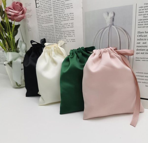 

silk satin jewelry gift bag drawstring dust proof jewellery cosmetic crafts storage pouches boutique shop packaging ideas6130571, Pink;blue