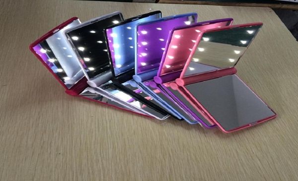 

makeup 8 led mirror folding portable compact pocket led mirror lights lamps color randomly dhl 9326271