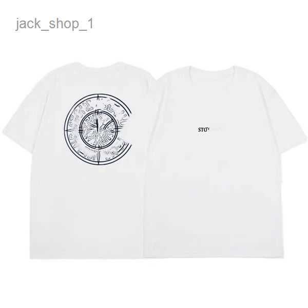 

designer superior quality stones islands t shirt summer menswear breathable loose letter print lovers street fashion varsity cotton t-shirt, White;black
